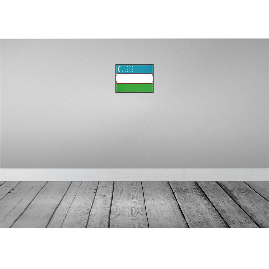 [LA-115724-H] Holzschild 20x30 cm Usbekistans Uzbekistan Flagge Fahne Wappen Bild 2