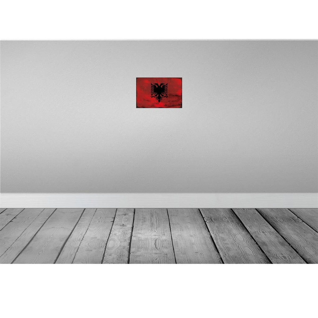 [LA-115736-2030] Blechschild 20x30 cm Albanien Albania Rost Flagge Fahne Wappen Bild 2