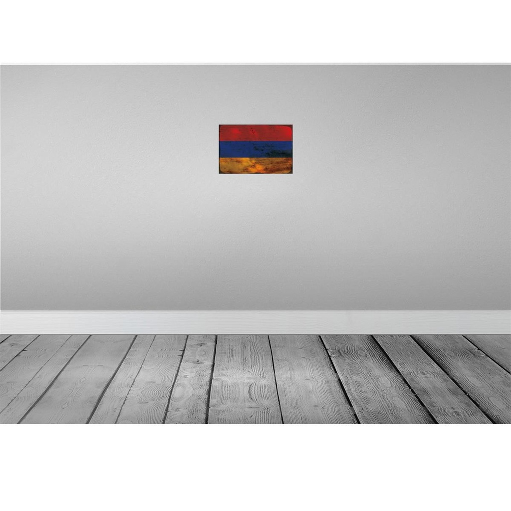 [LA-115745-H] Holzschild 20x30 cm Armenien Armenia Rost Flagge Fahne Wappen Bild 2