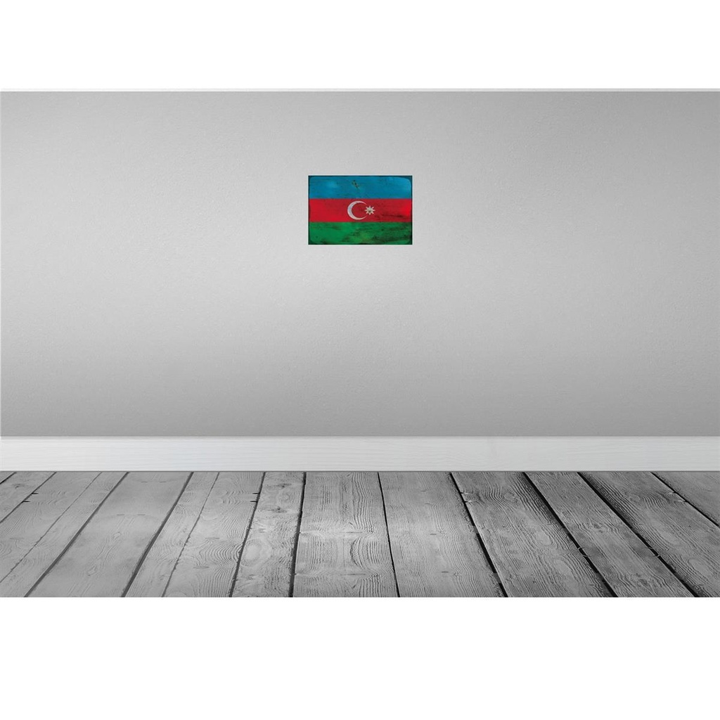 [LA-115748-2030] Blechschild 20x30 cm Aserbaidschan Azerbaijan Rost Flagge Fahne Wappen Bild 2