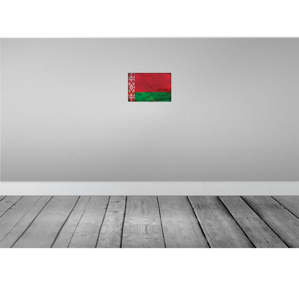 [LA-115752-H] Holzschild 20x30 cm Weißrussland Belarus Rost Flagge Fahne Wappen Bild 2
