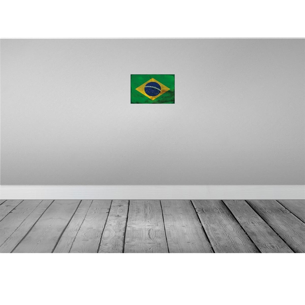 [LA-115761-2030] Blechschild 20x30 cm Brasilien Brazil Rost Flagge Fahne Wappen Bild 2