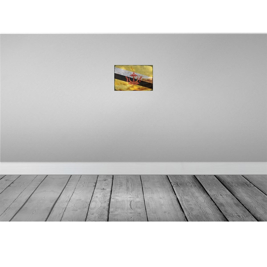 [LA-115763-2030] Blechschild 20x30 cm Brunei Rost Flagge Fahne Wappen Bild 2