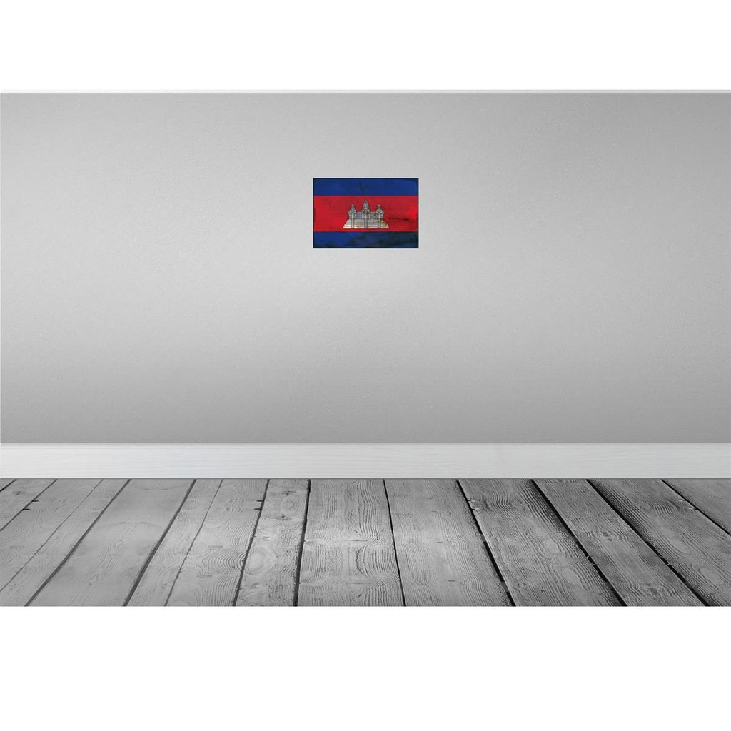 [LA-115767-2030] Blechschild 20x30 cm Kambodscha Cambodia Rost Flagge Fahne Wappen Bild 2