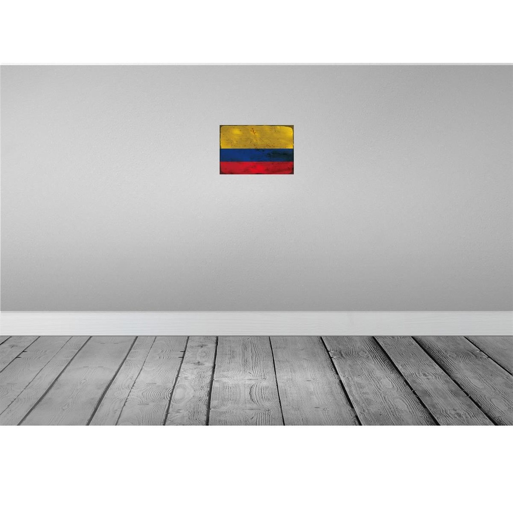 [LA-115778-H] Holzschild 20x30 cm Kolumbien Colombia Rost Flagge Fahne Wappen Bild 2
