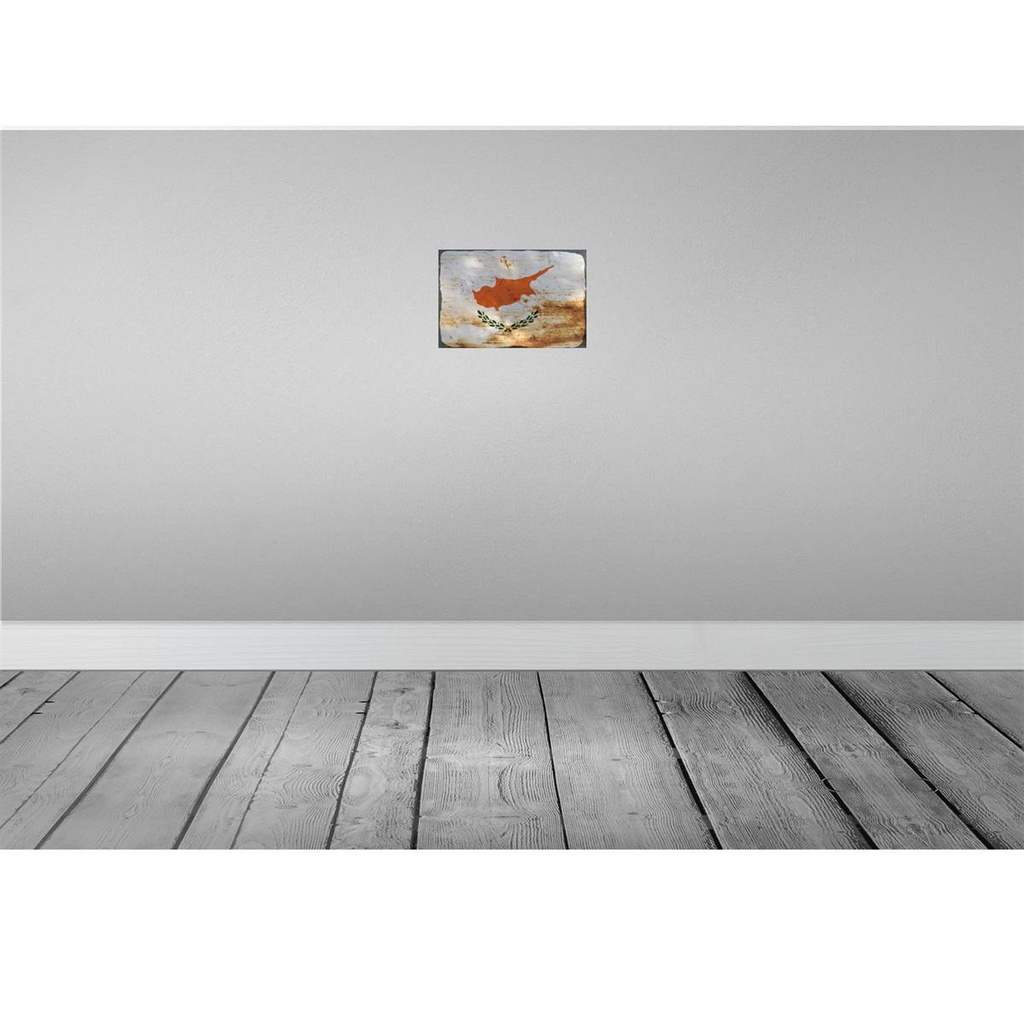 [LA-115785-2030] Blechschild 20x30 cm Zypern Cyprus Rost Flagge Fahne Wappen Bild 2
