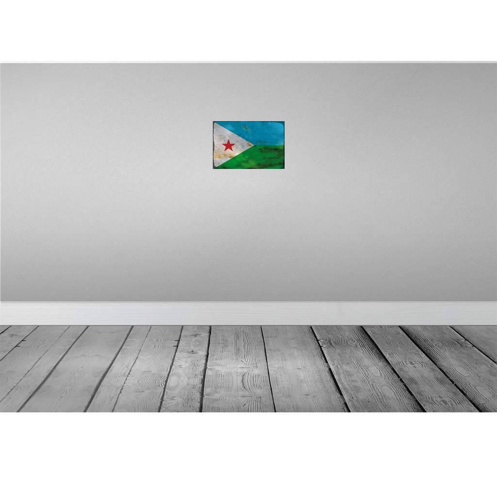 [LA-115789-2030] Blechschild 20x30 cm Dschibuti Djibouti Rost Flagge Fahne Wappen Bild 2