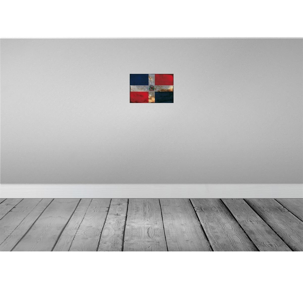 [LA-115791-H] Holzschild 20x30 cm Dominikanische Republik Rost Flagge Fahne Wappen Bild 2