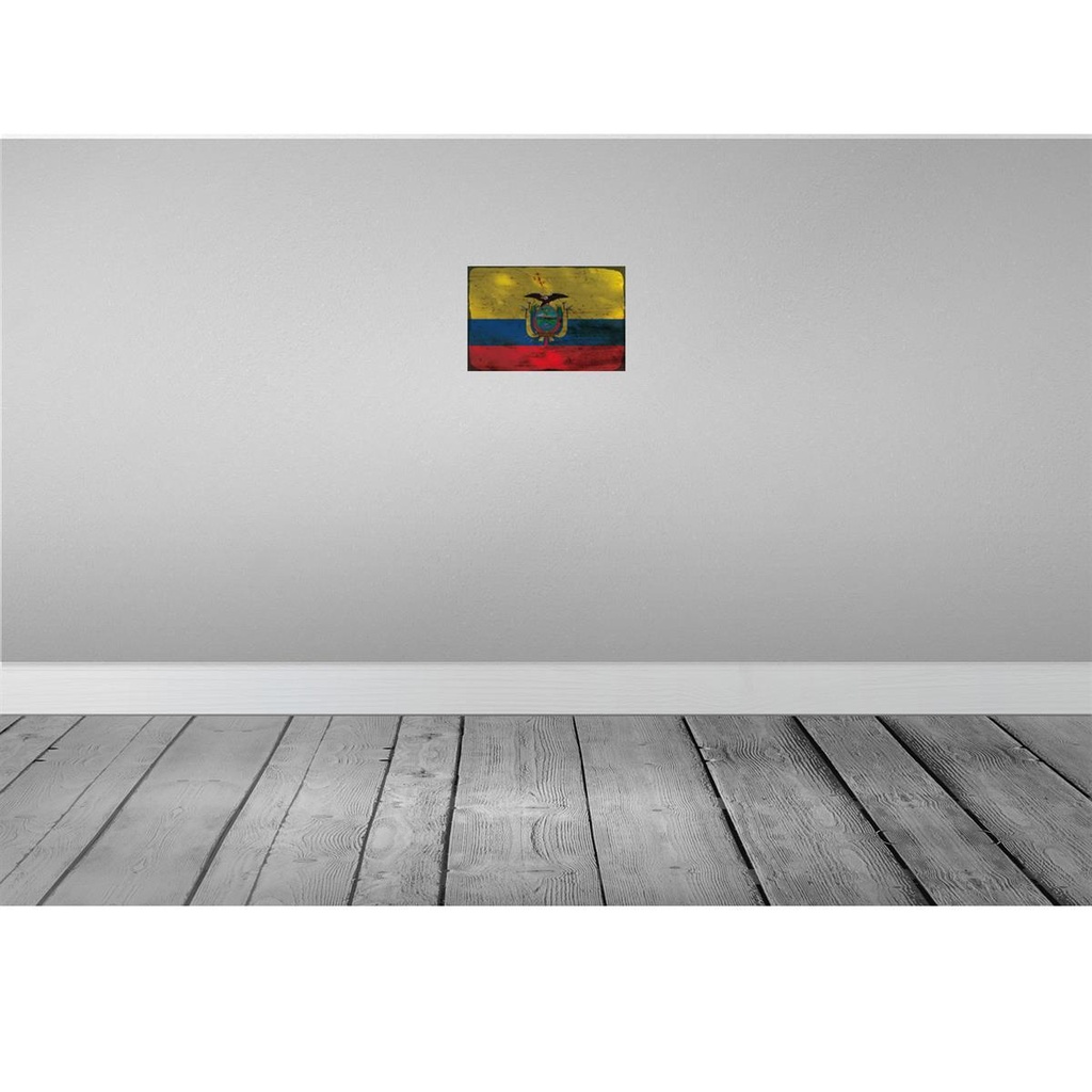 [LA-115793-2030] Blechschild 20x30 cm Ecuador Rost Flagge Fahne Wappen Bild 2