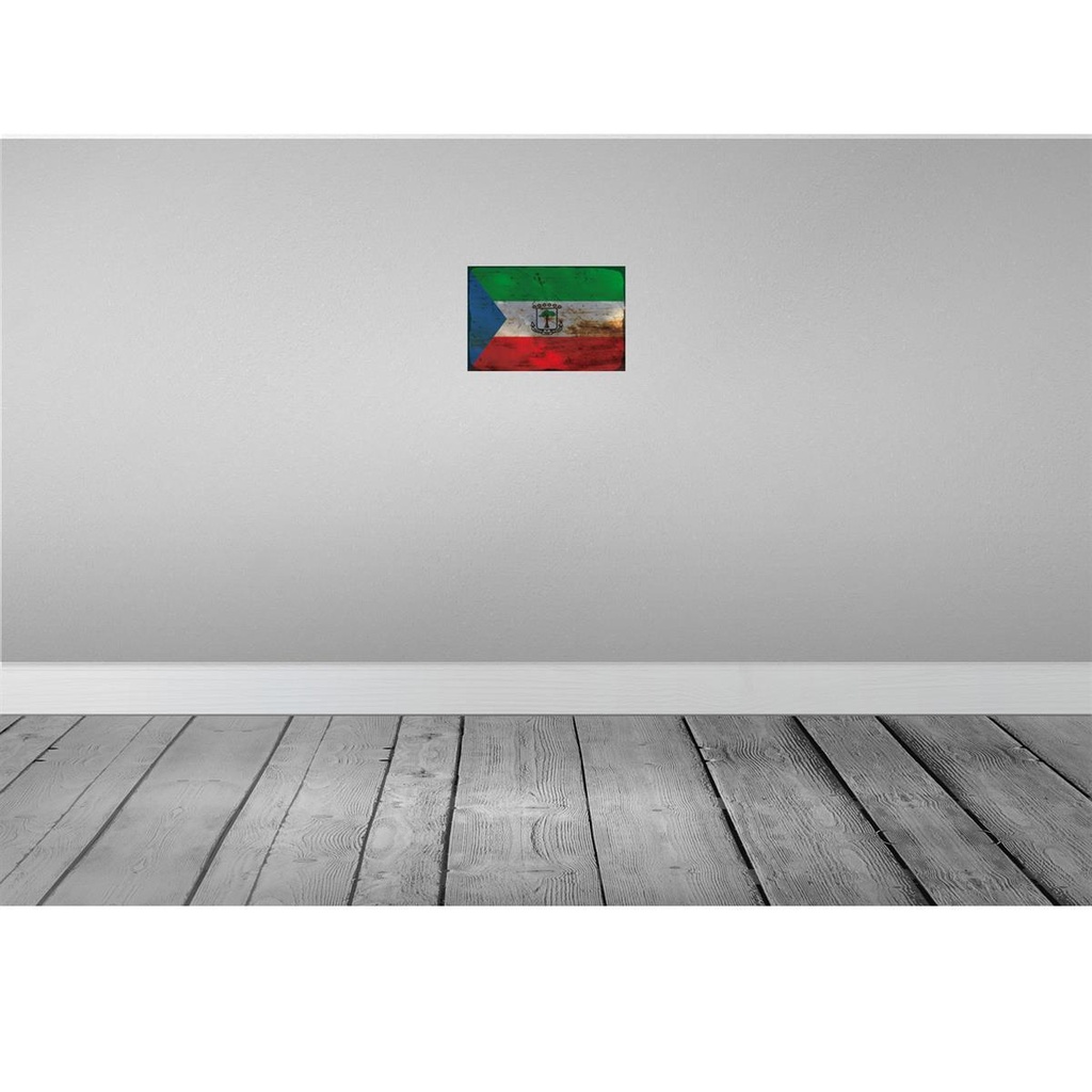 [LA-115797-2030] Blechschild 20x30 cm Äquatorialguinea Rost Flagge Fahne Wappen Bild 2