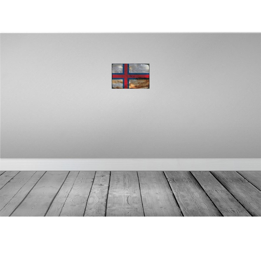 [LA-115802-H] Holzschild 20x30 cm Färöer Faroe Islands Rost Flagge Fahne Wappen Bild 2