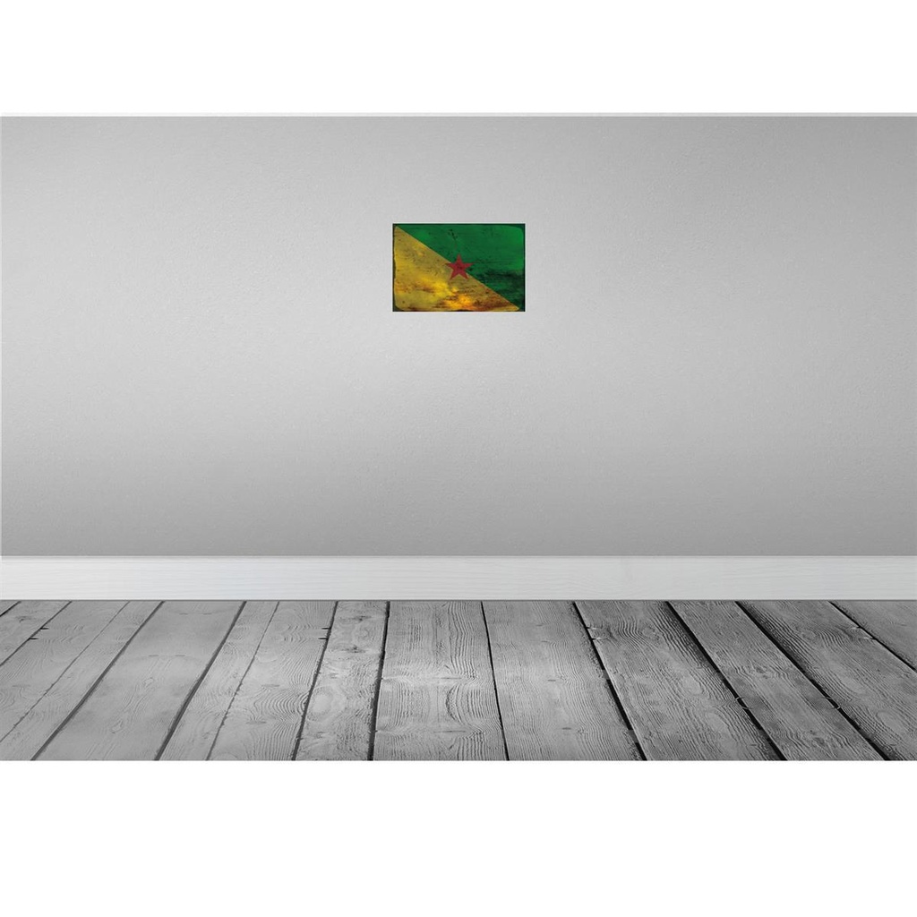 [LA-115806-H] Holzschild 20x30 cm Französisch?Guayana Rost Flagge Fahne Wappen Bild 2