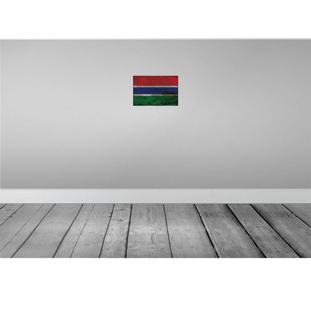 [LA-115808-H] Holzschild 20x30 cm Gambia the Rost Flagge Fahne Wappen Bild 2