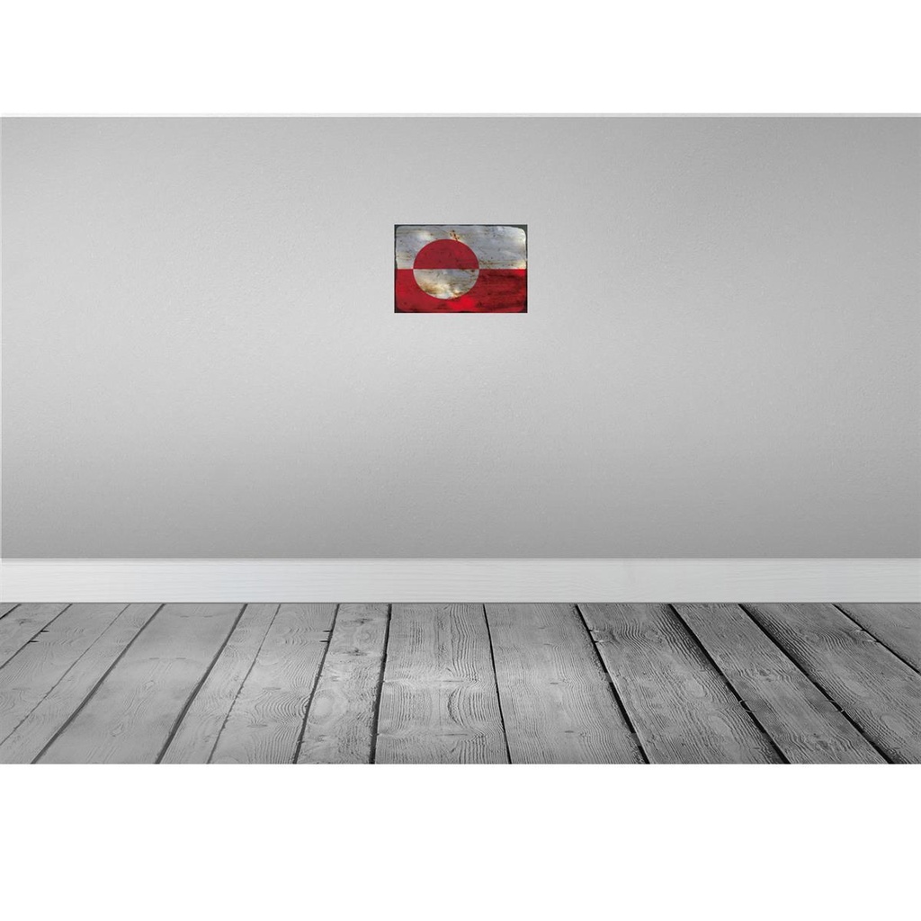 [LA-115814-H] Holzschild 20x30 cm Grönland Greenland Rost Flagge Fahne Wappen Bild 2