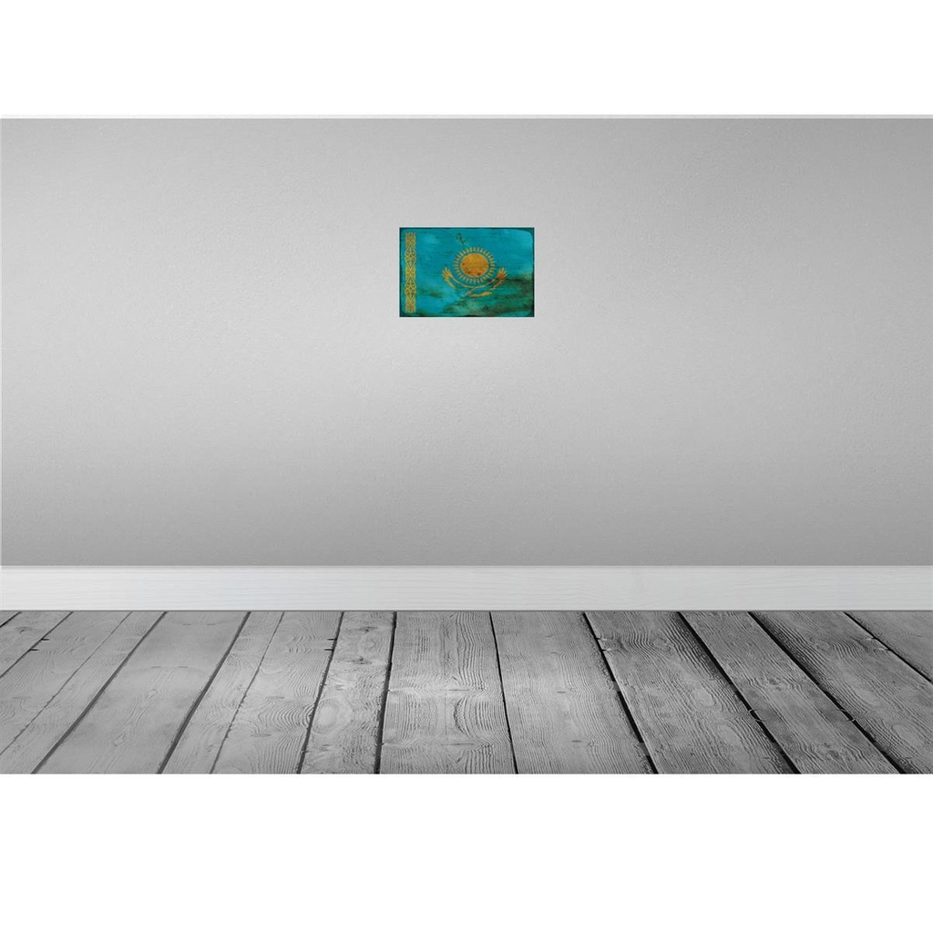 [LA-115823-H] Holzschild 20x30 cm Kasachstan Kazakhstan Rost Flagge Fahne Wappen Bild 2