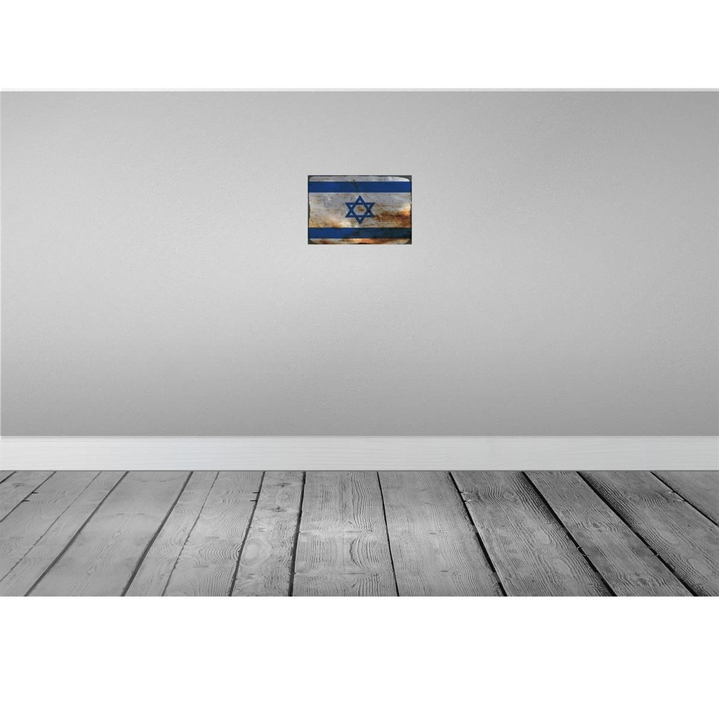 [LA-115834-H] Holzschild 20x30 cm Israel Rost Flagge Fahne Wappen Bild 2