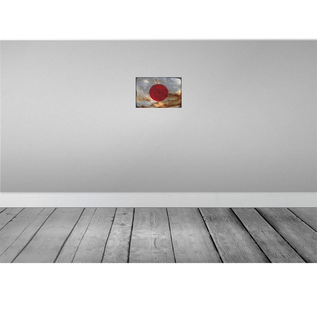 [LA-115837-H] Holzschild 20x30 cm Japan Rost Flagge Fahne Wappen Bild 2