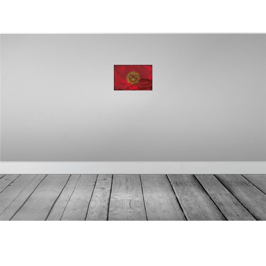 [LA-115844-2030] Blechschild 20x30 cm Kirgisistan Kyrgyzstan Rost Flagge Fahne Wappen Bild 2