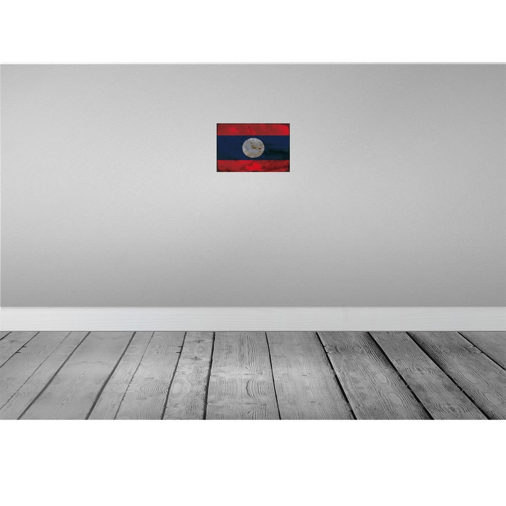 [LA-115845-H] Holzschild 20x30 cm Laos Rost Flagge Fahne Wappen Bild 2