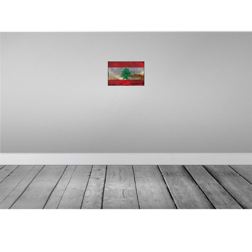[LA-115847-2030] Blechschild 20x30 cm Libanon Lebanon Rost Flagge Fahne Wappen Bild 2
