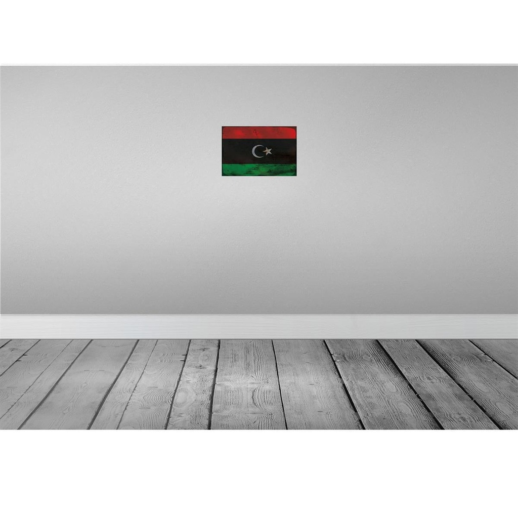 [LA-115850-H] Holzschild 20x30 cm Libyen Libya Rost Flagge Fahne Wappen Bild 2