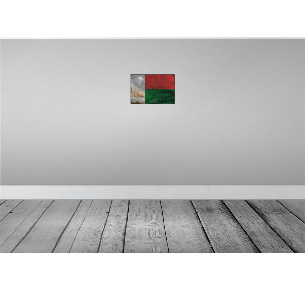 [LA-115856-H] Holzschild 20x30 cm Madagaskar Madagascar Rost Flagge Fahne Wappen Bild 2