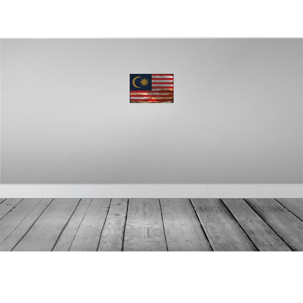 [LA-115857-2030] Blechschild 20x30 cm Malaysia Rost Flagge Fahne Wappen Bild 2