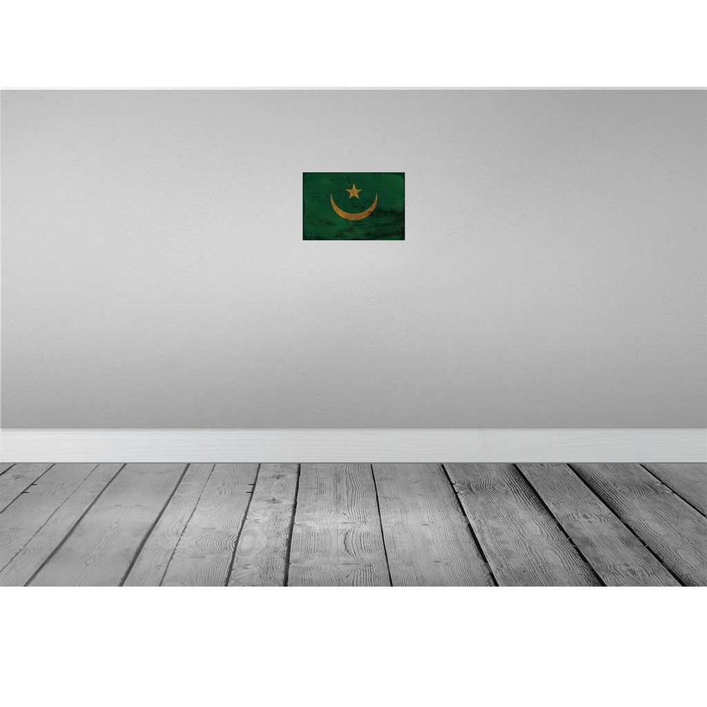 [LA-115863-H] Holzschild 20x30 cm Mauretanien Mauritania Rost Flagge Fahne Wappen Bild 2