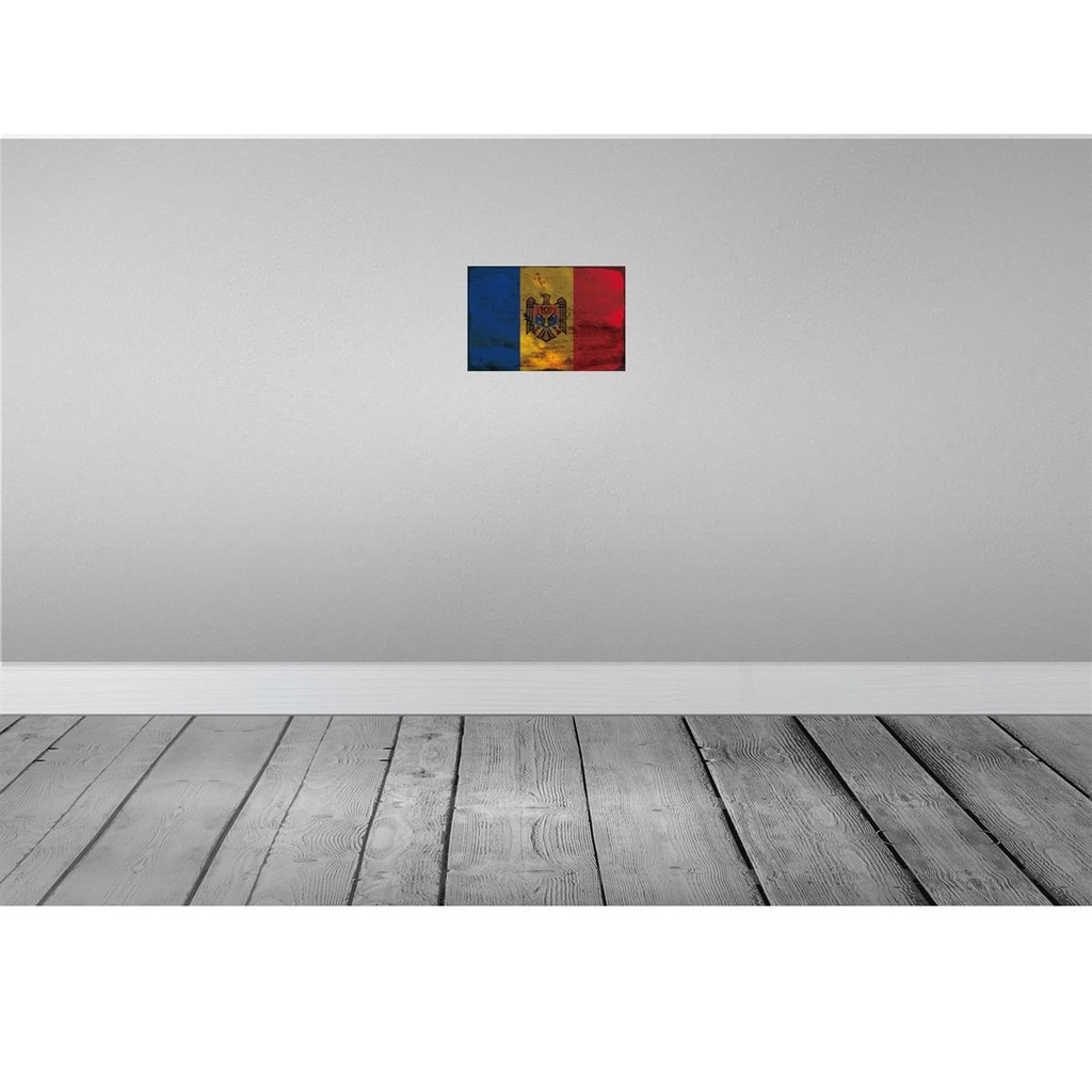 [LA-115867-H] Holzschild 20x30 cm Moldau Moldova Rost Flagge Fahne Wappen Bild 2