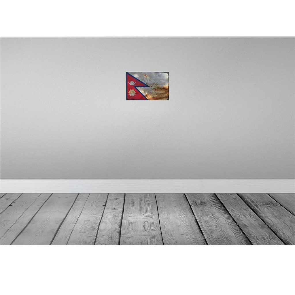 [LA-115876-H] Holzschild 20x30 cm Nepal Rost Flagge Fahne Wappen Bild 2