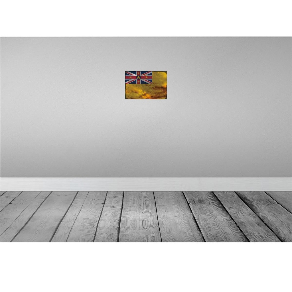 [LA-115883-H] Holzschild 20x30 cm Niue Rost Flagge Fahne Wappen Bild 2