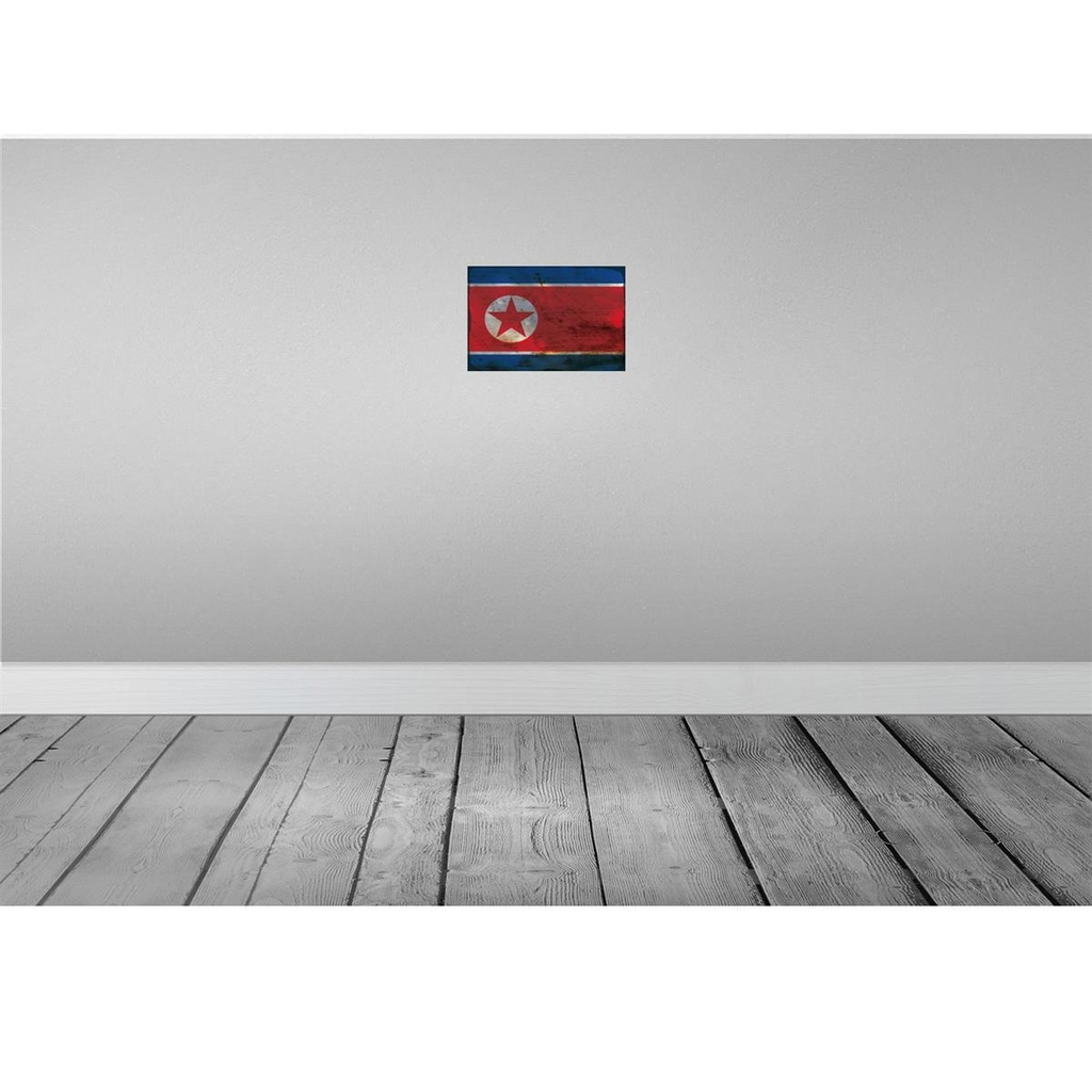 [LA-115887-H] Holzschild 20x30 cm Nordkorea North Korea Rost Flagge Fahne Wappen Bild 2