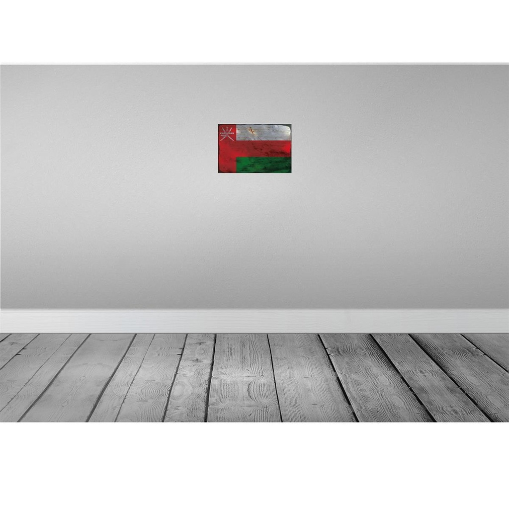 [LA-115889-H] Holzschild 20x30 cm Oman Rost Flagge Fahne Wappen Bild 2