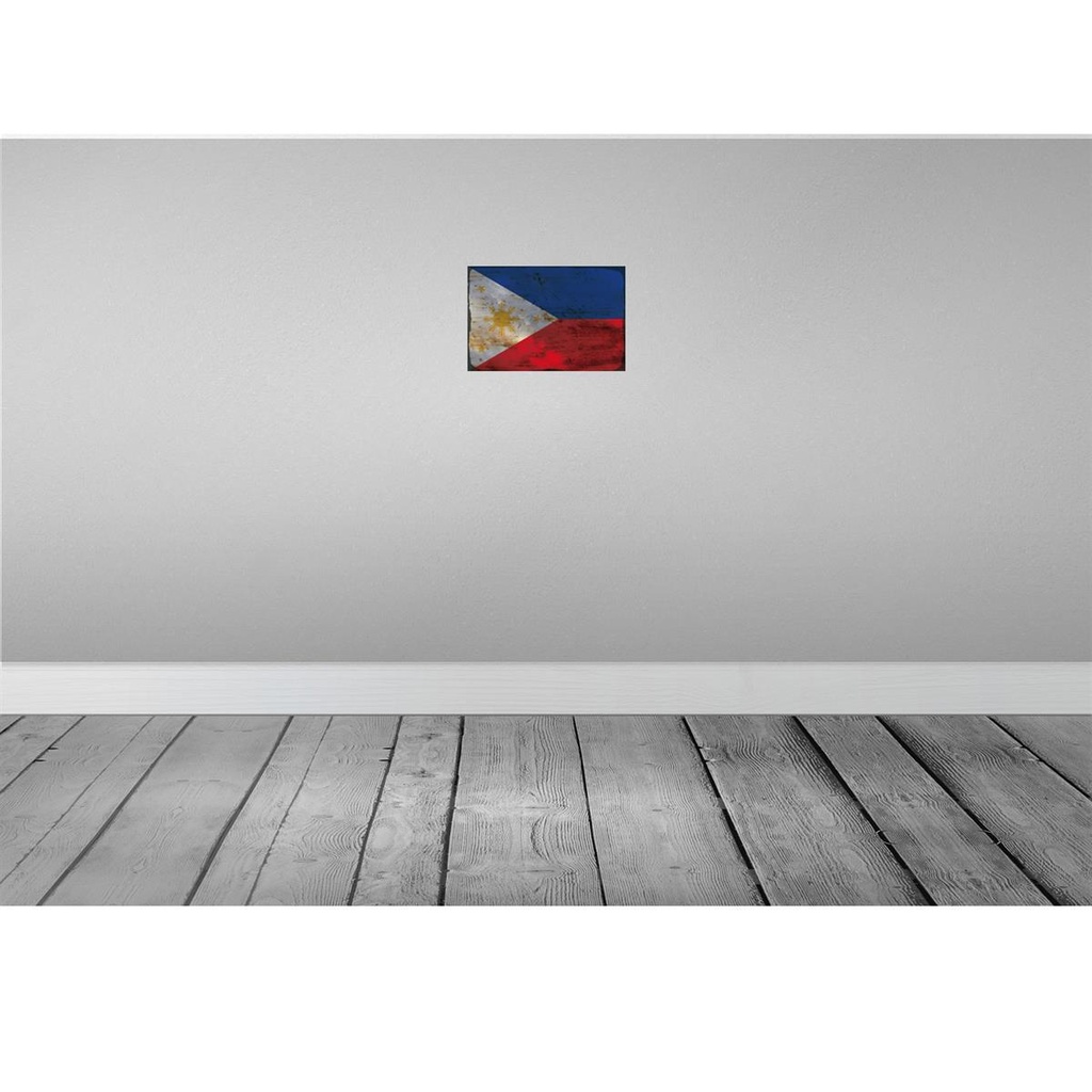 [LA-115896-H] Holzschild 20x30 cm Philippinen Philippines Rost Flagge Fahne Wappen Bild 2