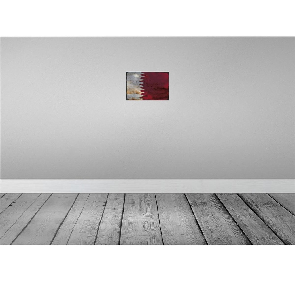 [LA-115900-H] Holzschild 20x30 cm Katar Qatar Rost Flagge Fahne Wappen Bild 2