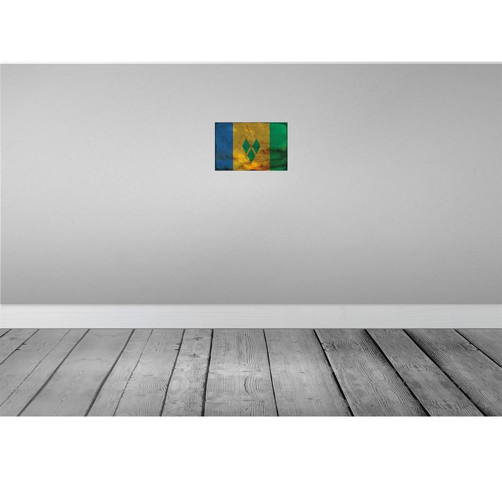 [LA-115906-2030] Blechschild 20x30 cm Saint Vincent Grenadinen Rost Flagge Fahne Wappen Bild 2