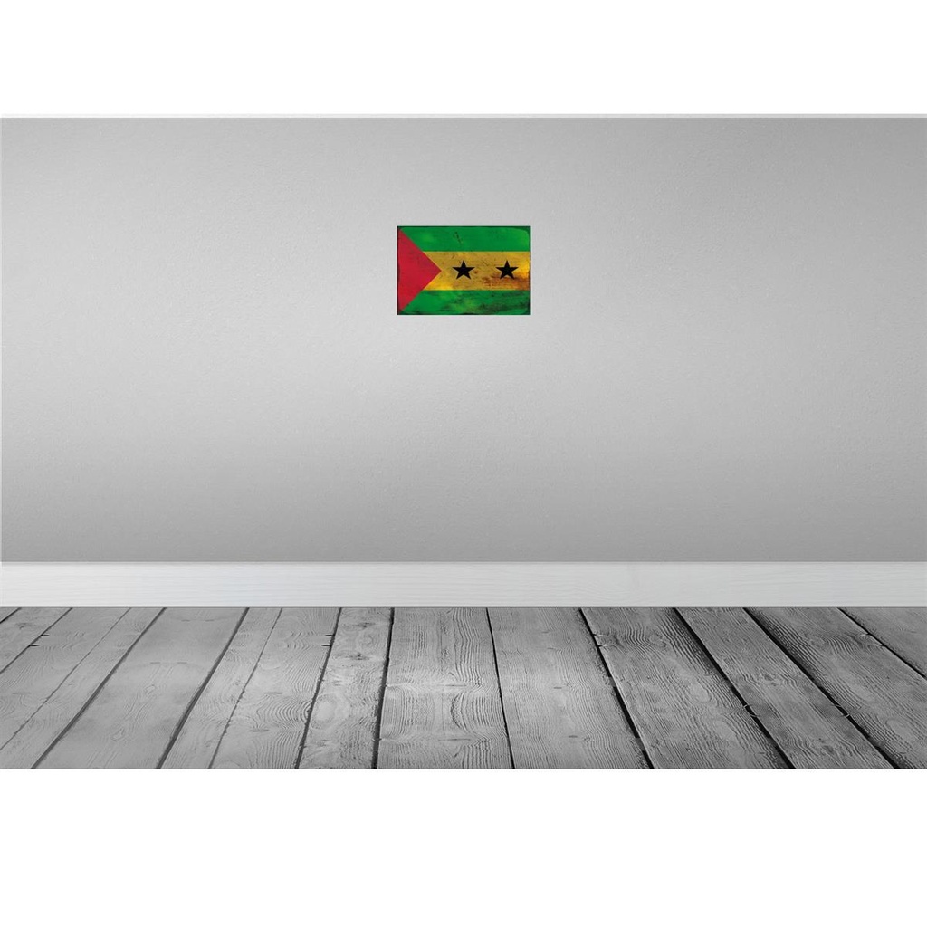 [LA-115909-H] Holzschild 20x30 cm São Tomé und Príncipe Rost Flagge Fahne Wappen Bild 2