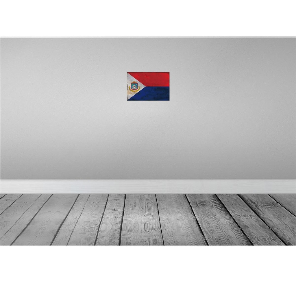 [LA-115917-H] Holzschild 20x30 cm Sint Maarten Rost Flagge Fahne Wappen Bild 2