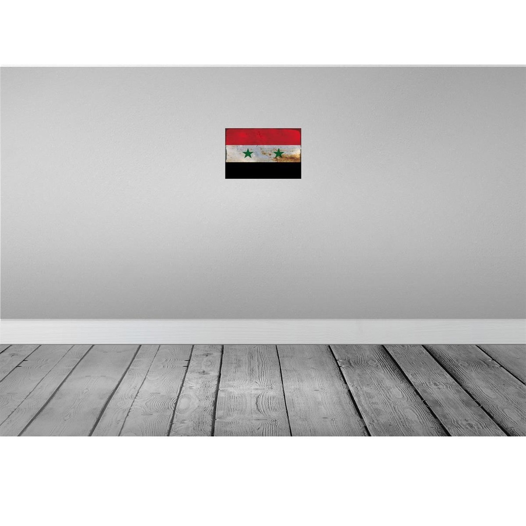 [LA-115931-H] Holzschild 20x30 cm Syrien Syria Rost Flagge Straße Stadt Bild 2