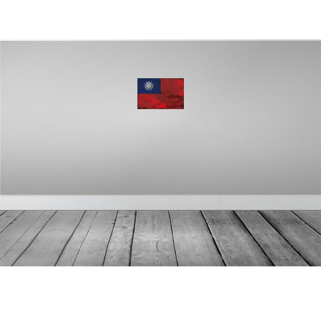 [LA-115932-H] Holzschild 20x30 cm China Taiwan Rost Flagge Fahne Wappen Bild 2