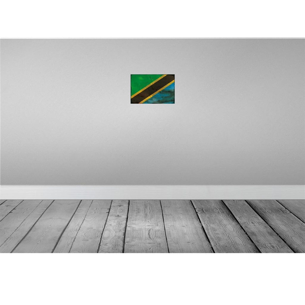 [LA-115934-H] Holzschild 20x30 cm Tansania Tanzania Rost Flagge Fahne Wappen Bild 2