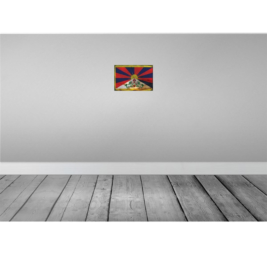 [LA-115937-2030] Blechschild 20x30 cm Tibet Rost Flagge Fahne Wappen Bild 2