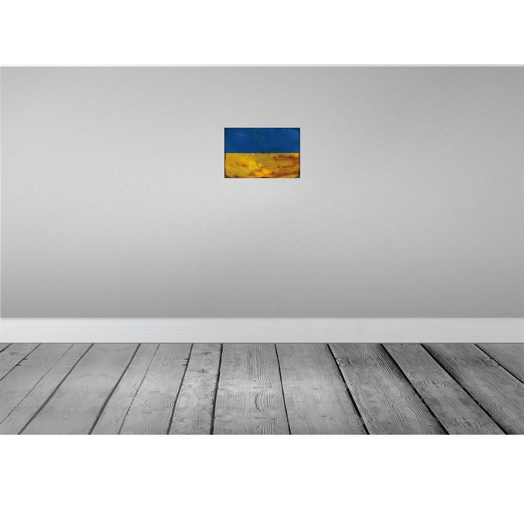 [LA-115947-H] Holzschild 20x30 cm Ukraine Rost Flagge Fahne Wappen Bild 2