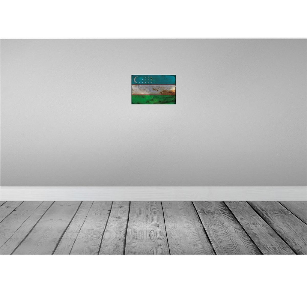 [LA-115952-2030] Blechschild 20x30 cm Usbekistan Uzbekistan Rost Flagge Fahne Wappen Bild 2