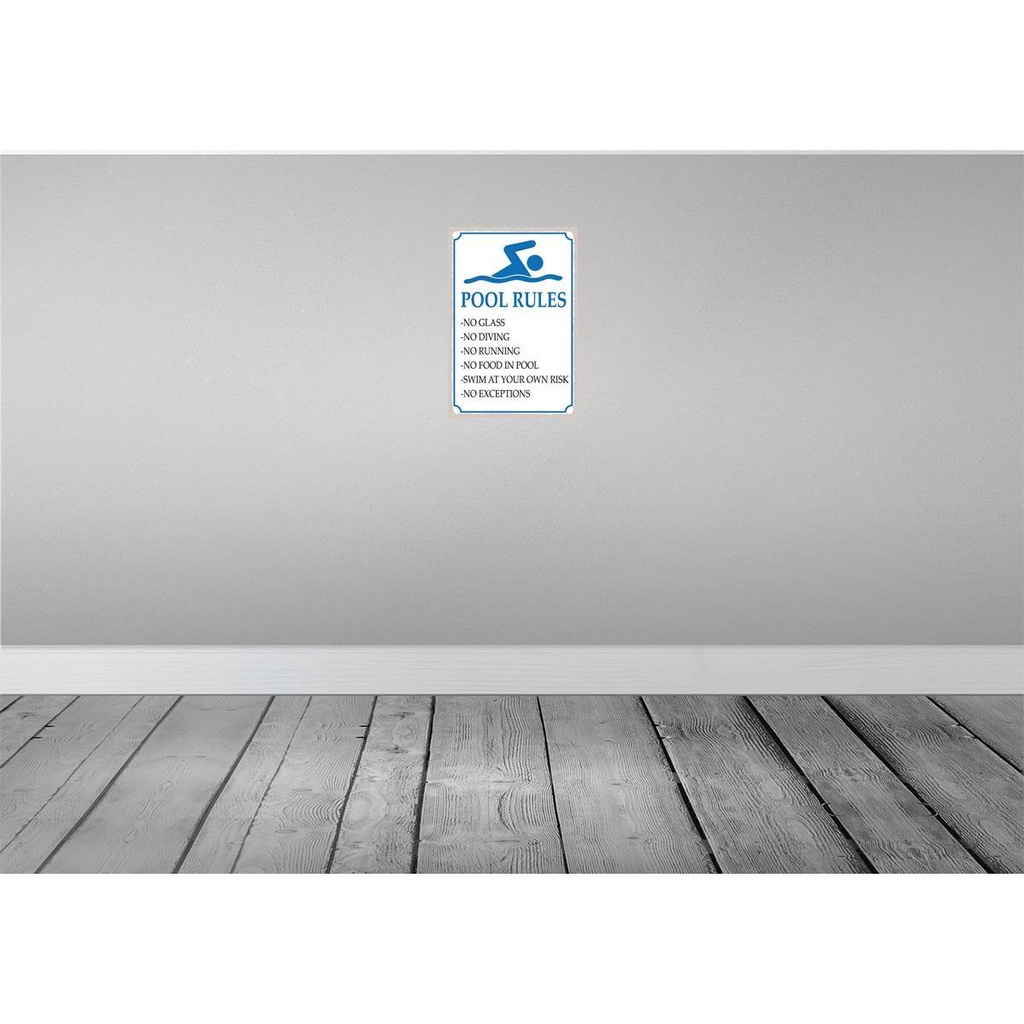 [LA-115994-H] Holzschild 30x20 cm Pool Rules No glass diving Warnschild Hinweisschild Bild 2
