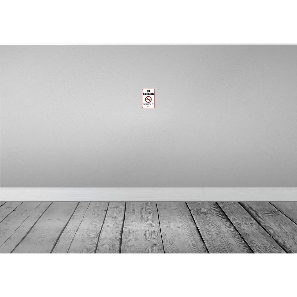 [LA-115995-1812-H] Holzschild 18x12 cm no smoking without me Bild 2