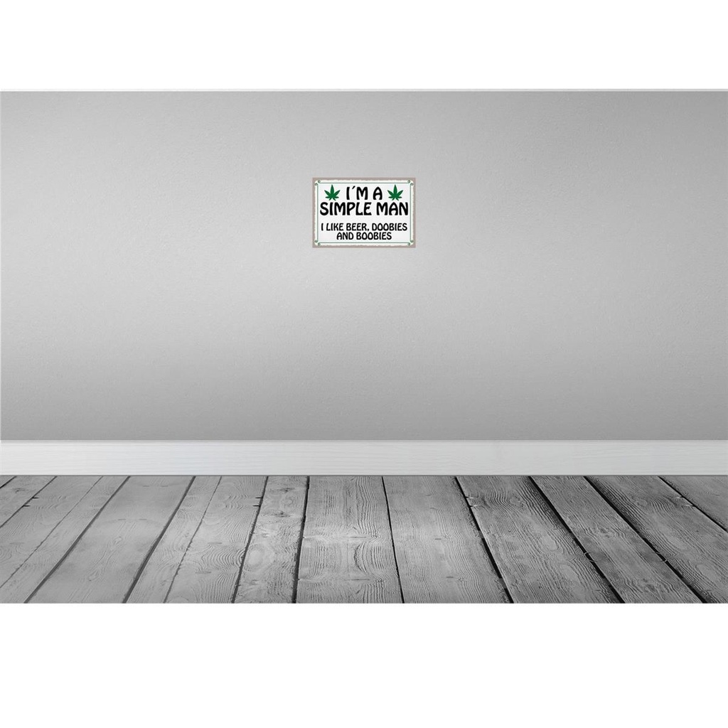 [LA-115996-H] Holzschild 20x30 cm i´m simple man like beer doobies Spruch Zitat Bild 2