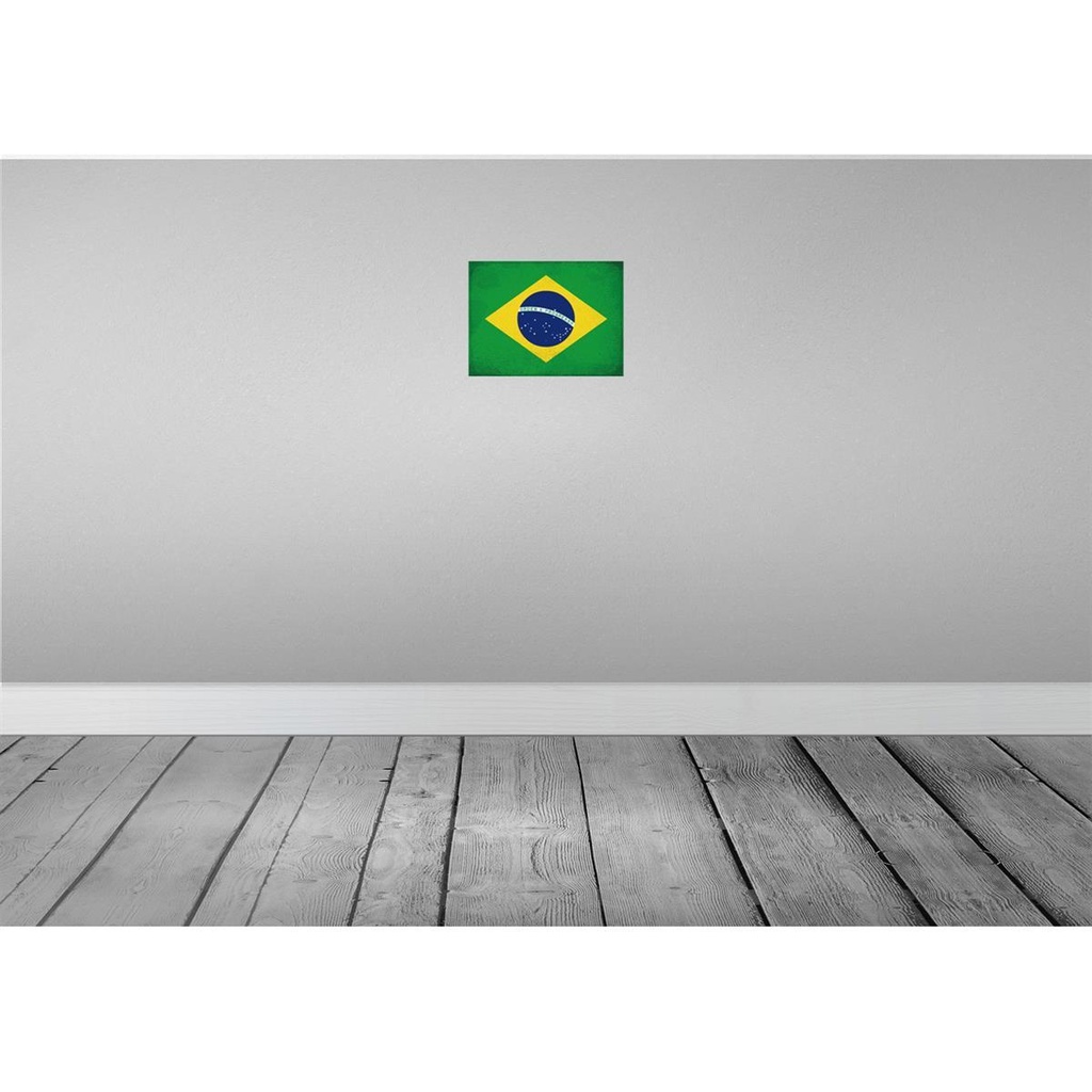 [LA-116026-H] Holzschild 20x30 cm Brasilien Brazil Vintage Flagge Fahne Wappen Bild 2