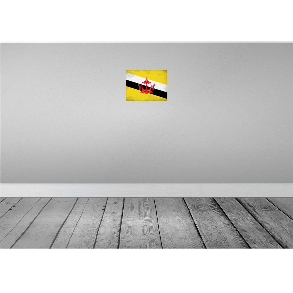 [LA-116028-H] Holzschild 20x30 cm Brunei Vintage Flagge Fahne Wappen Bild 2
