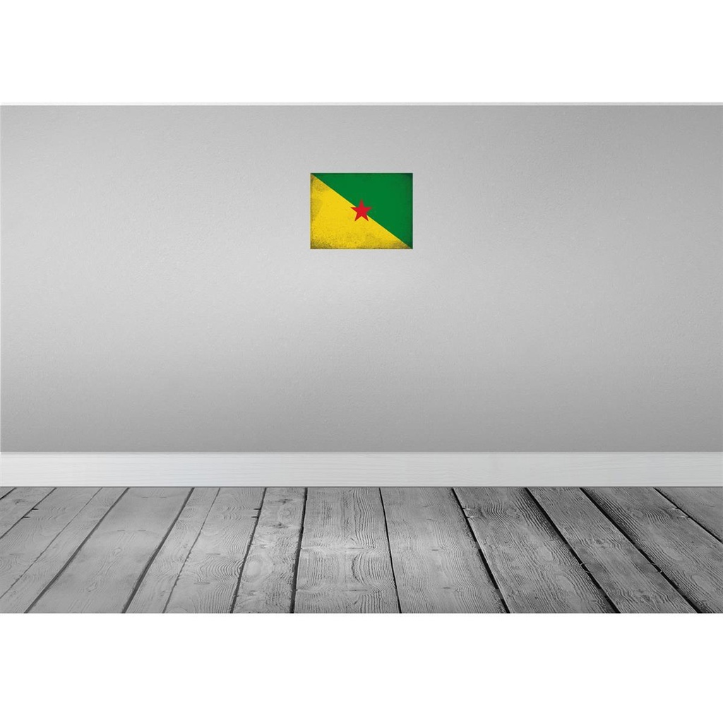[LA-116071-H] Holzschild 20x30 cm Französisch?Guayana Vintage Flagge Fahne Wappen Bild 2